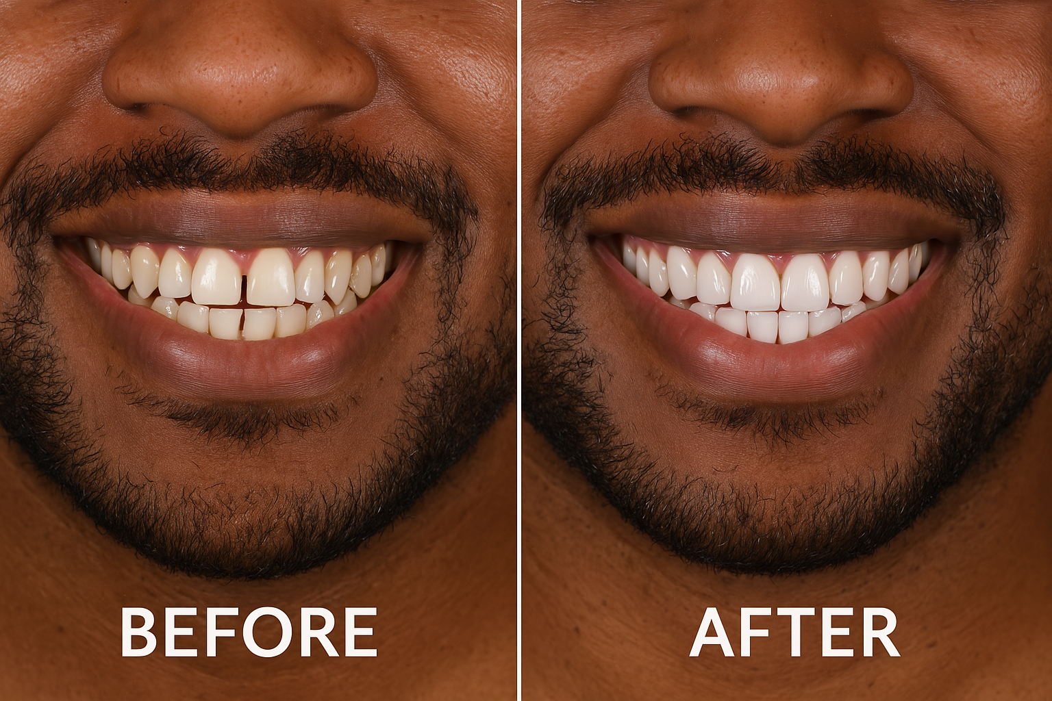 Before and after smile transformation